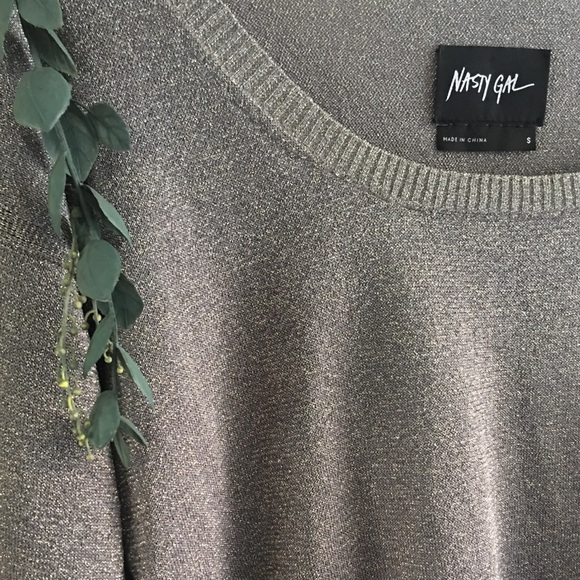 Nasty Gal | Oversized Taupe Glitter Sweater - Picture 4 of 6